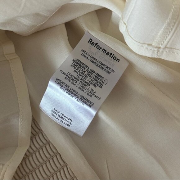 NEW Reformation Melanie Strappy Top Woven Silk Contrast Ivory White | size 2 - Picture 8 of 11